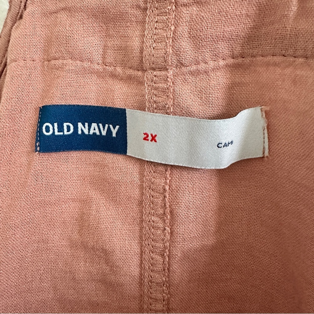 NWT Old Navy Coral Sleeveless Waist-Defined Linen-Blend Utility Romper [Sz: 2X] - Picture 5 of 8